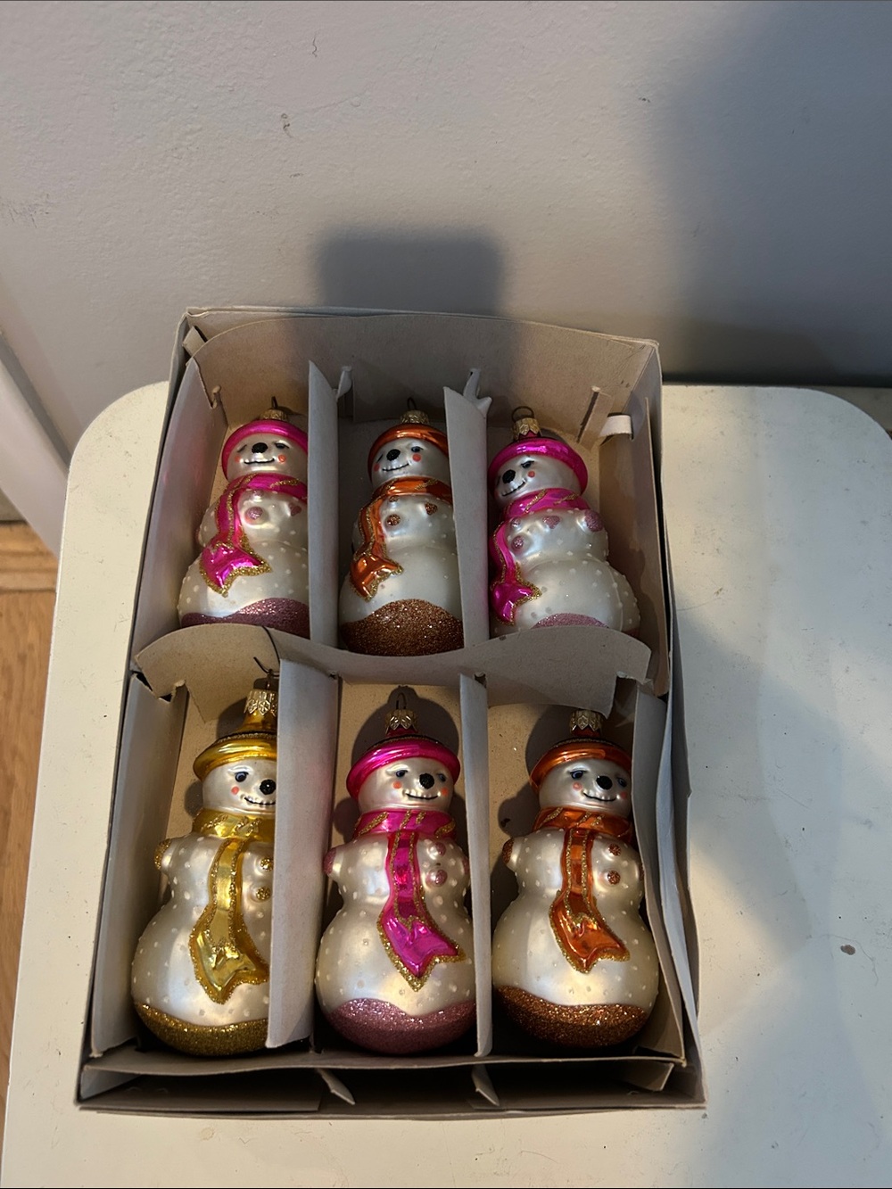 Set of 6 vintage ? Snowmen Christmas ornaments